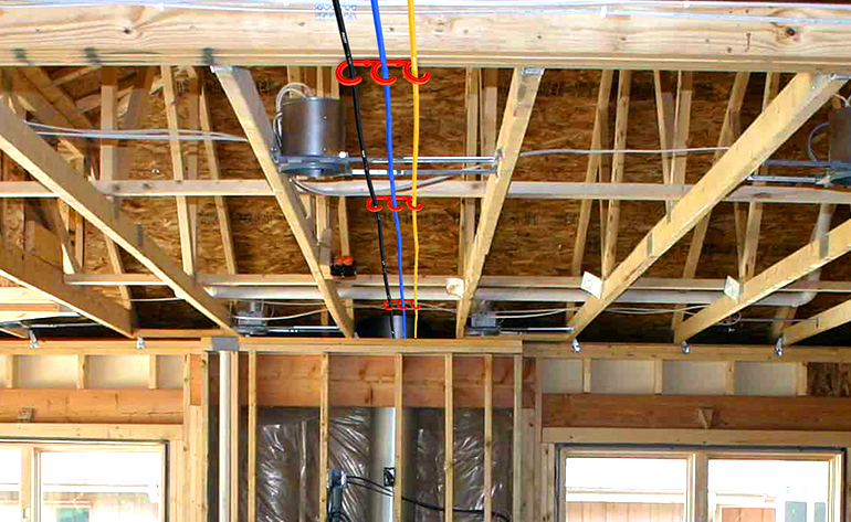 Wire Installation on Mounted Tri Hook at Ceilings